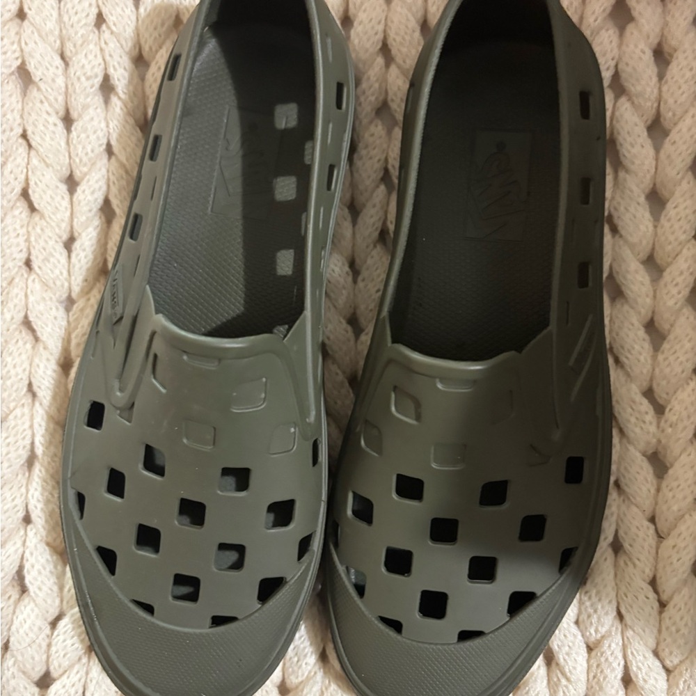 Vans Dark Green Cut-Out Slip-Ons